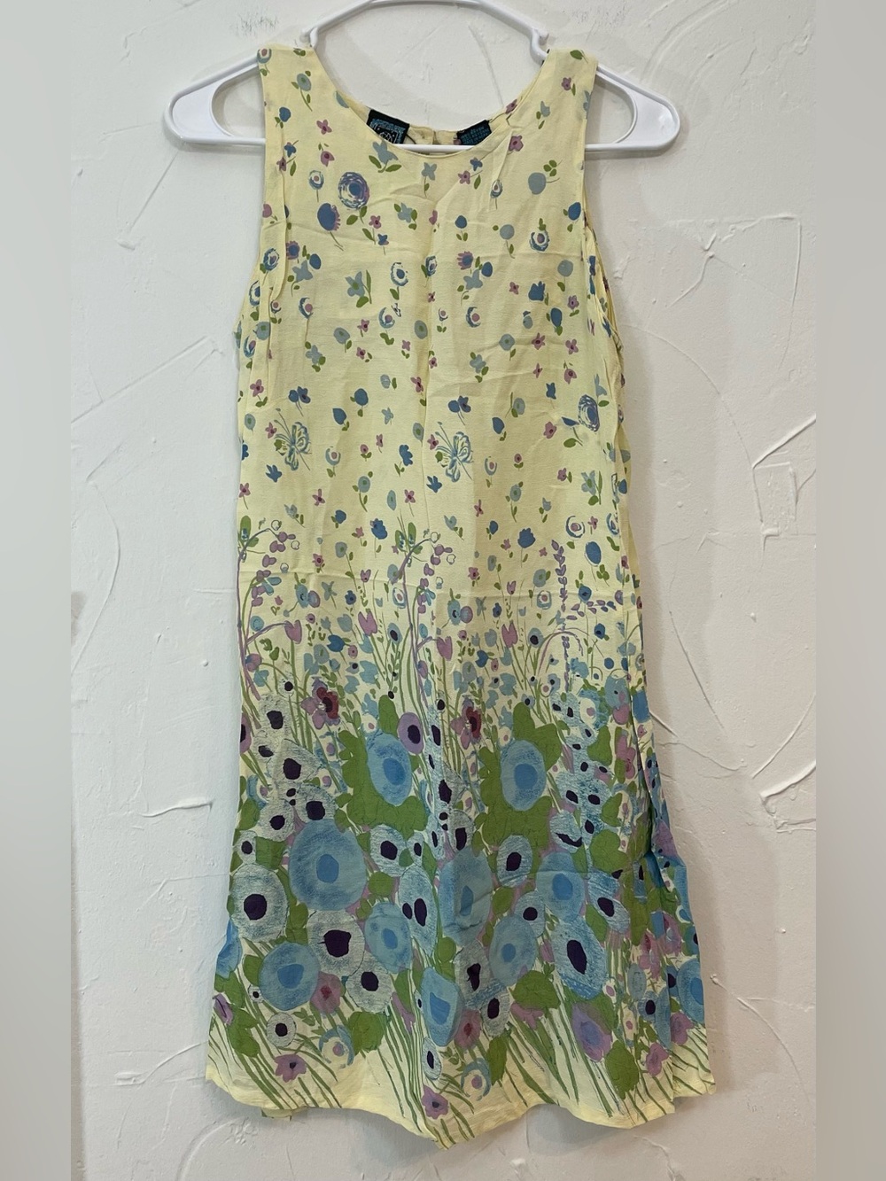 Ecote Urban Outfitters Pastel Yellow Floral Rayon Dress Size Large